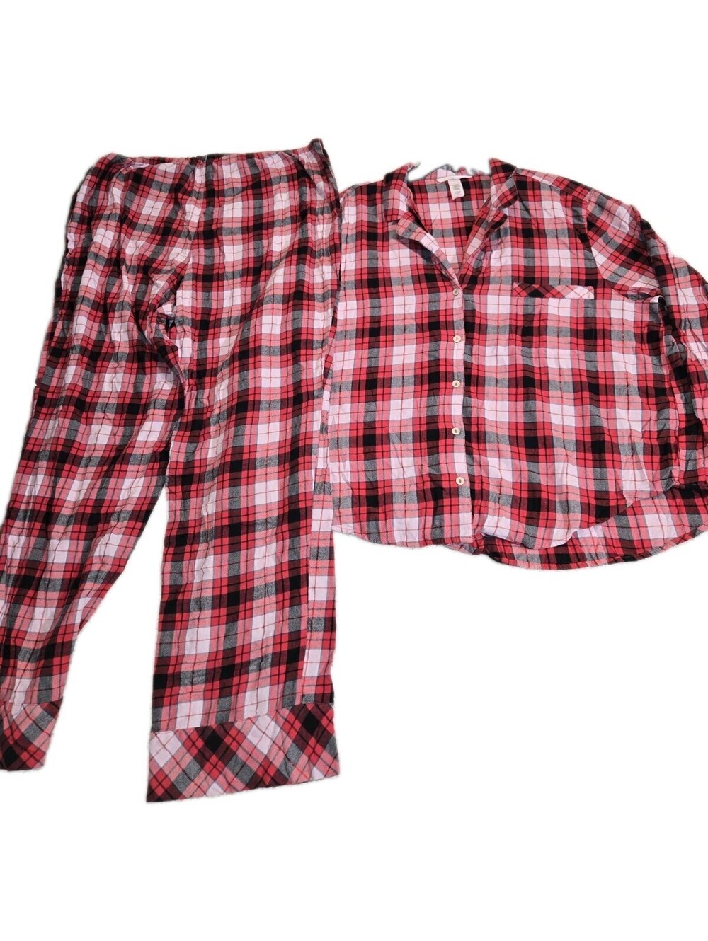 victorias secret pajama set xl Buffalo Check Cotton Blend Drawstring